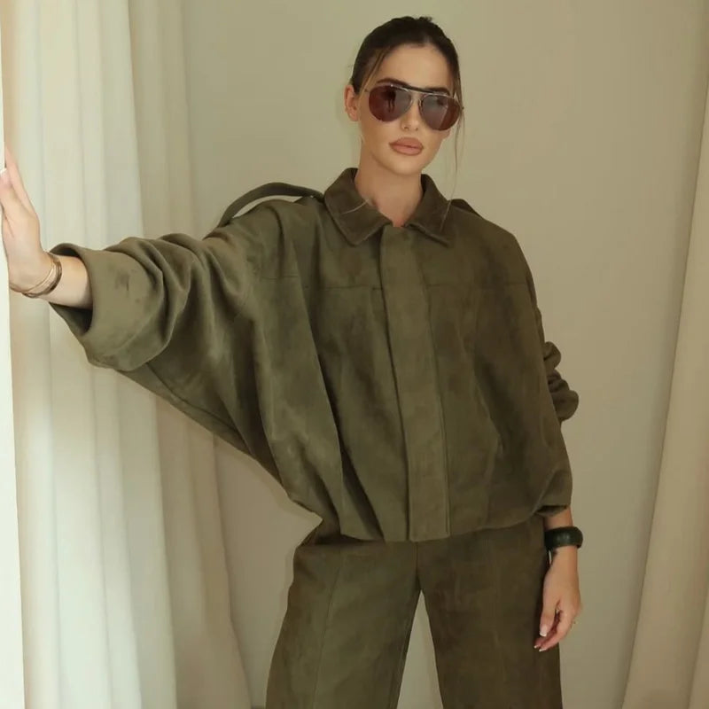 Damen Eleganz Wildlederjacke